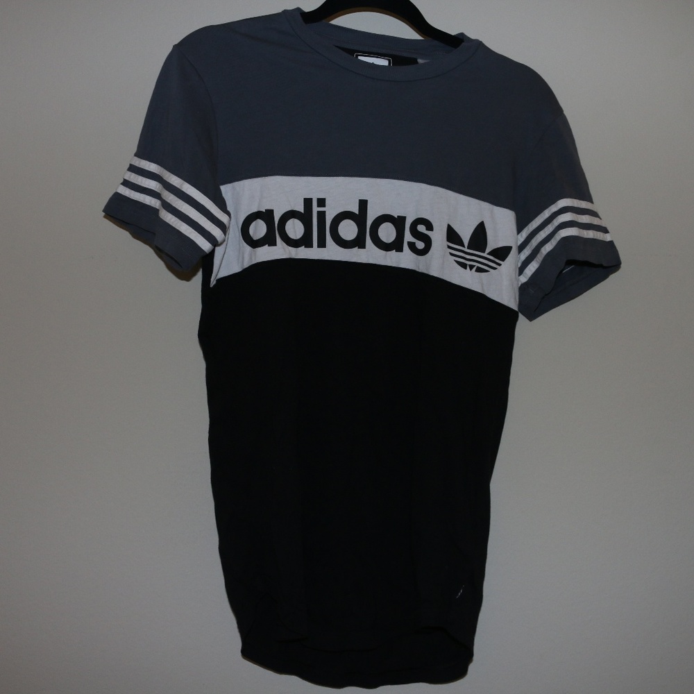 blue striped adidas shirt